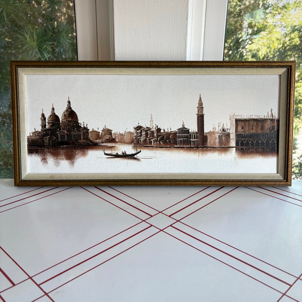 Vintage Venice Oil Painting Gondola Scene Signed Framed Art